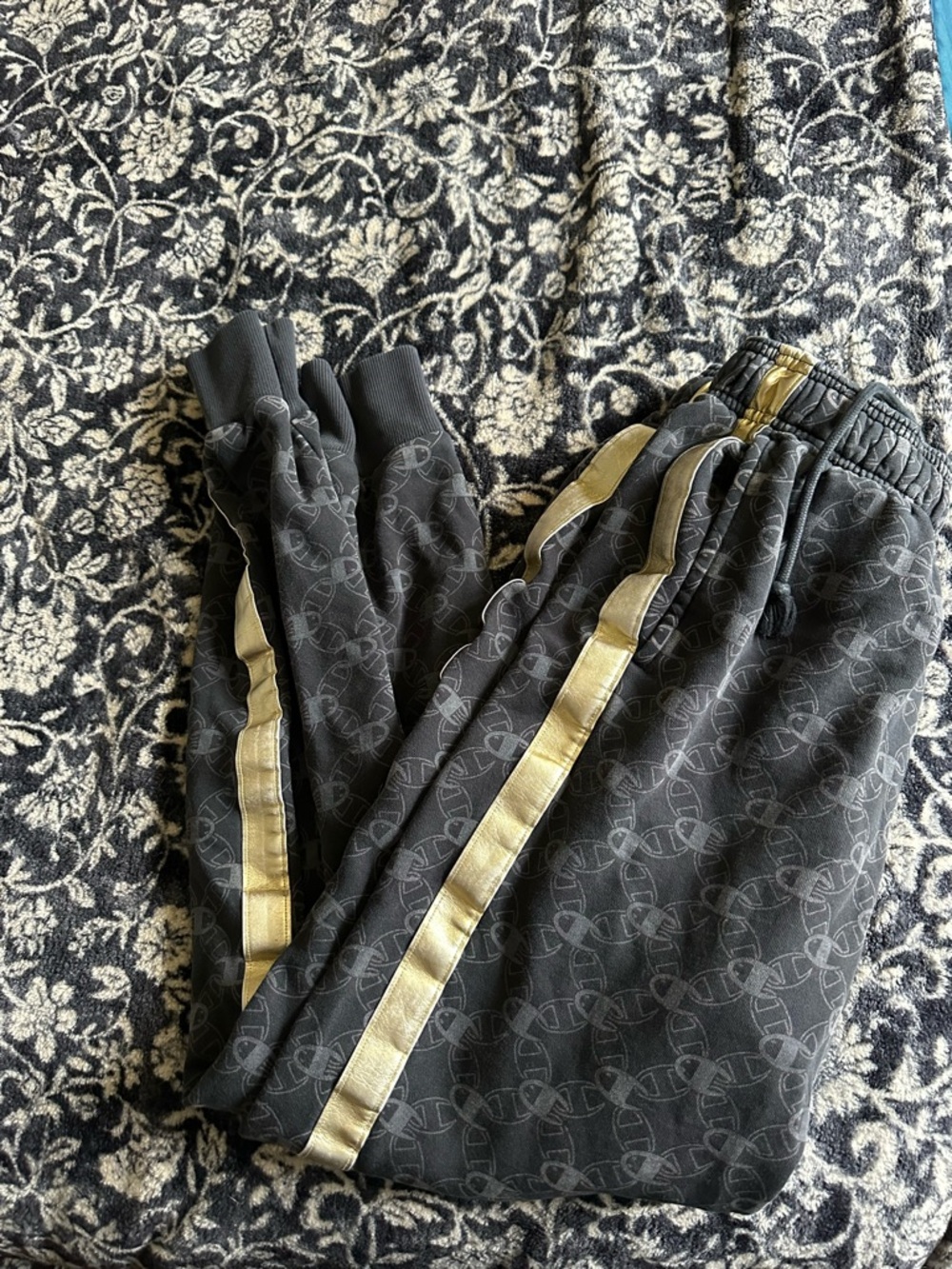 Champion Black Fleece Joggers with Subtle Logo Print